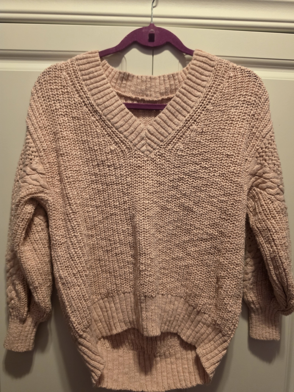 American Eagle Outfitters Blush Pink V-Neck Knit Sweater
